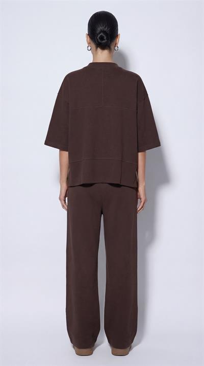 Kahve-ML28041 Düşük Omuz Süet Örme Sweatshirt