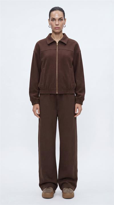 Kahve-ML58027 Fermuarlı Süet Örme Bomber