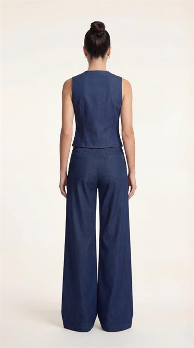 Lacivert-ML98002 Çıtçıt Detaylı Denim Yelek