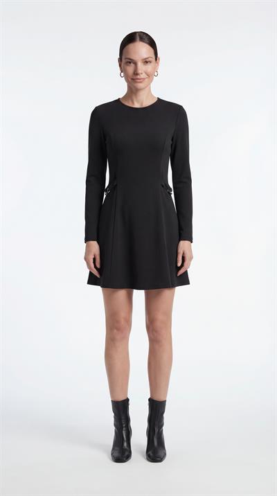 Siyah-ML18015 Beli Toka Detaylı Örme Elbise