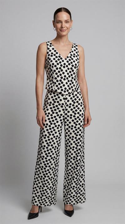 Siyah-ML48001 Beli Lastikli Bol Kesim Puantiye Pantolon