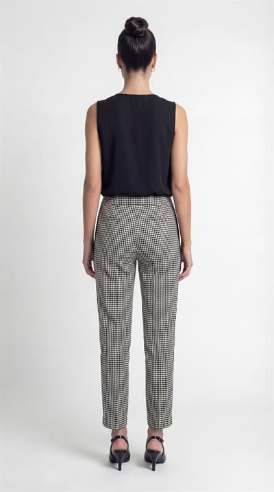Siyah-ML48014 Kazayağı Desenli Havuç Form Pantolon