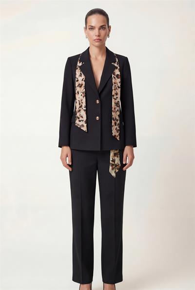 Siyah-ML58005 Fular Detaylı Blazer