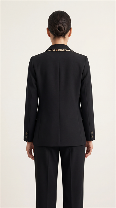 Siyah-ML58005 Fular Detaylı Blazer
