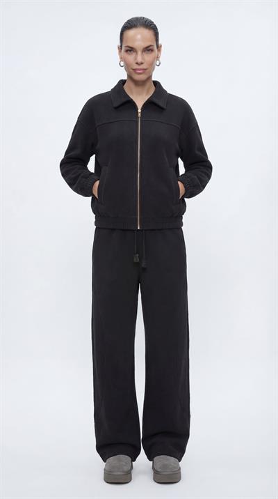 Siyah-ML58027 Fermuarlı Süet Örme Bomber