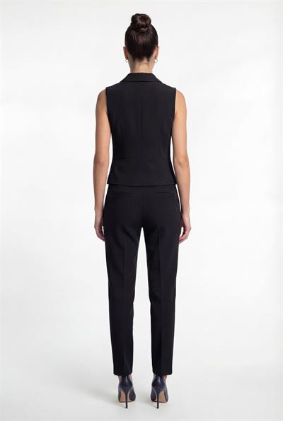 Siyah-ML98016 Leopar Astarlı Belden Oturan Yelek