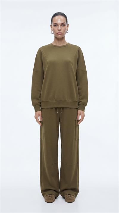 Yeşil-ML28057 Over Sweatshirt