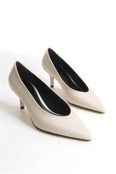 BUENO Bej Cilt Stiletto Ayakkabı