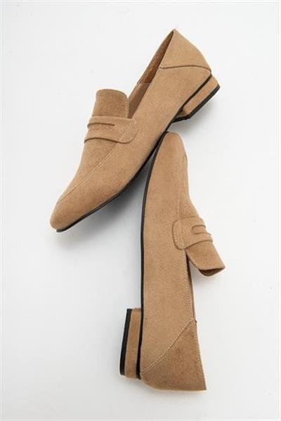 Kadın ORFE Bej Süet Loafer Ayakkabı