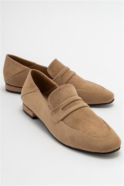 Kadın ORFE Bej Süet Loafer Ayakkabı