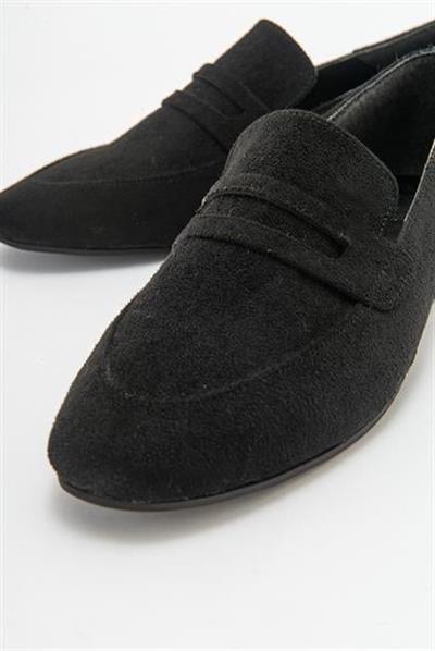 Kadın ORFE Siyah Süet Loafer Ayakkabı