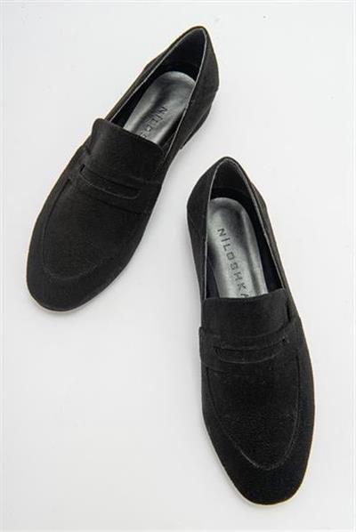 Kadın ORFE Siyah Süet Loafer Ayakkabı