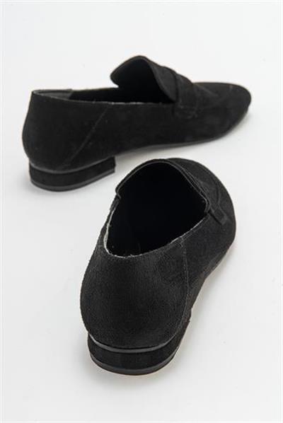 Kadın ORFE Siyah Süet Loafer Ayakkabı