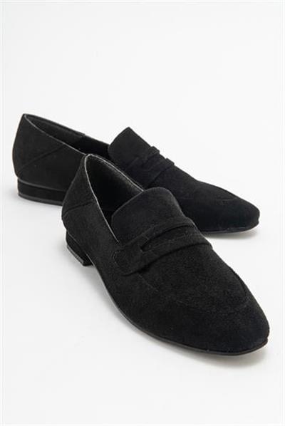 Kadın ORFE Siyah Süet Loafer Ayakkabı