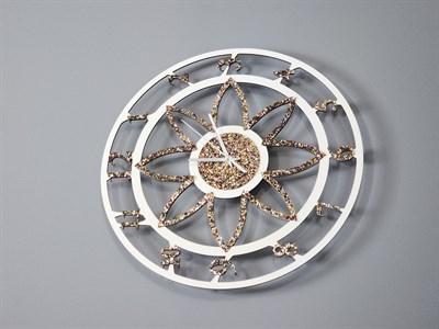 Floral Style Beyaz-Multi Simli Dekoratif Duvar Saati - Sessiz Mekanizma