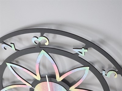 Floral Style Siyah-Rainbow Parıltılı Dekoratif Duvar Saati - Sessiz Mekanizma