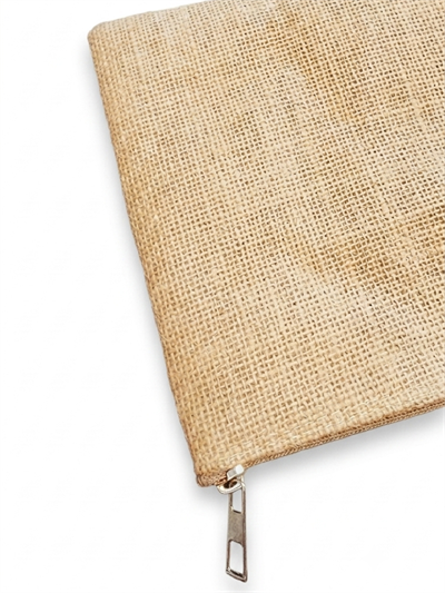 Kadın Jüt Hasır Kumaş Fermuarlı Portföy Clutch El Çantası