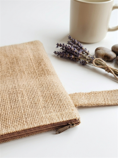 Kadın Jüt Hasır Kumaş Fermuarlı Portföy Clutch El Çantası