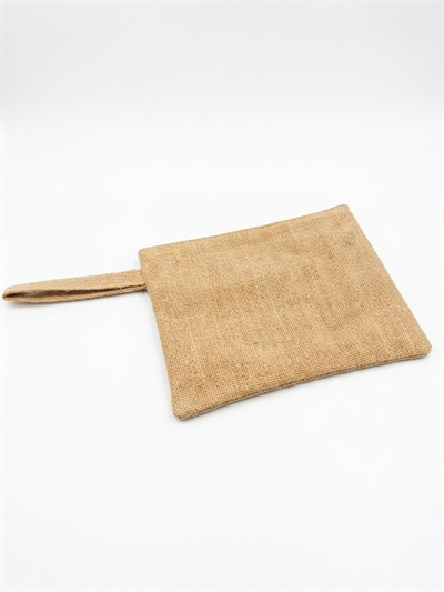 Kadın Jüt Hasır Kumaş Fermuarlı Portföy Clutch El Çantası