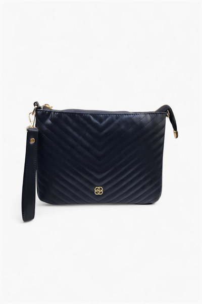 Kadın Siyah Kapitone Portföy Clutch Çanta Bilek Askılı Şık El Çantası
