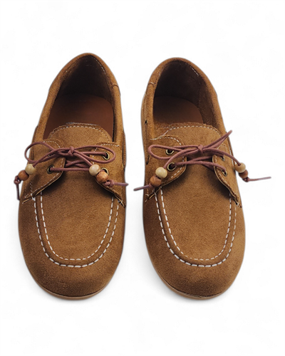 Kadın Taba Süet Görünümlü Bağcıklı Günlük Düz Loafer Ayakkabı