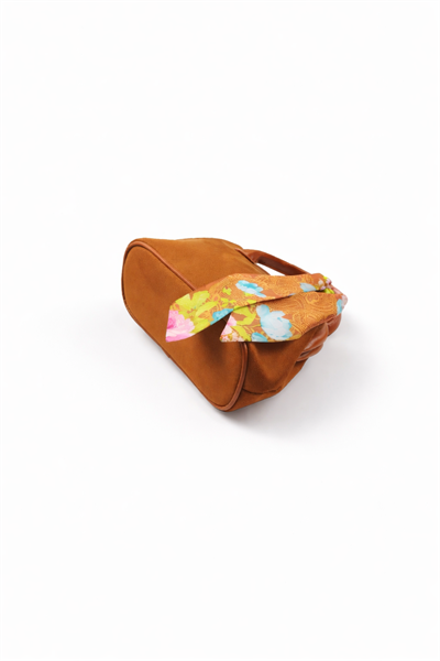 Kadın Taba Süet Mini Fular Detaylı Şık Günlük Kadın Çanta