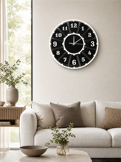 Minimal Style Beyaz-Siyah Dekoratif Duvar Saati - Sessiz Mekanizma
