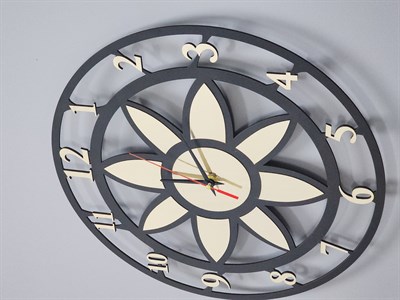 Modern Lotus Desenli Siyah-Gold Dekoratif Duvar Saati - Sessiz Mekanizma