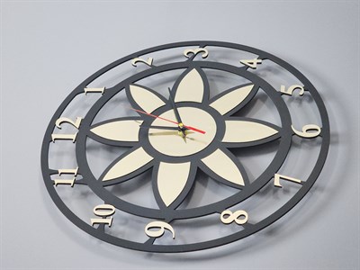 Modern Lotus Desenli Siyah-Gold Dekoratif Duvar Saati - Sessiz Mekanizma