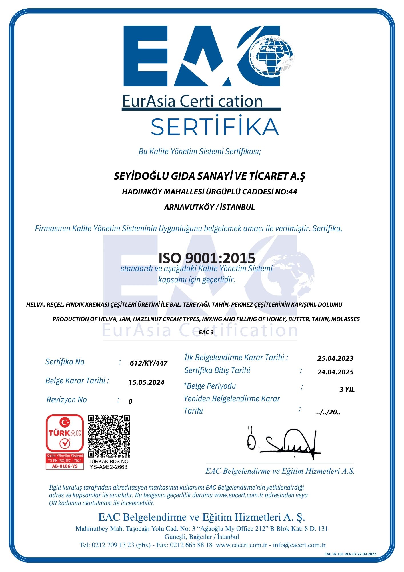 ISO 9001:2015 Belgesi