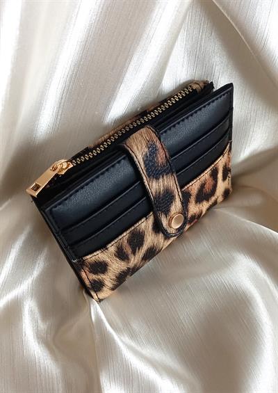 MODA Leopar Desenli Kadın Cüzdan-Kartlıklı,Çıtçıt Kapamalı,Suni Deri