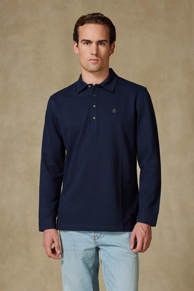 Abbate Castle Pike Pamuklu Comfort Fit Lacivert Polo Yaka Erkek Düz Polo Shirt