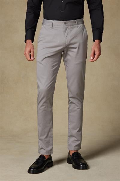 Abbate Chino Twill Pamuk Karışımlı Slim Fit Gri Erkek Düz Pantolon