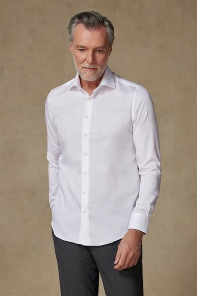 Abbate Fabio Non Iron Twill Pamuklu Comfort Fit Beyaz Klasik Yaka Erkek Düz Gömlek