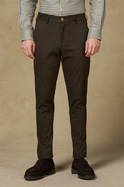 Abbate Prime Chino Poplin Stretch Pamuk Karışımlı Modern Fit Haki Erkek Düz Pantolon