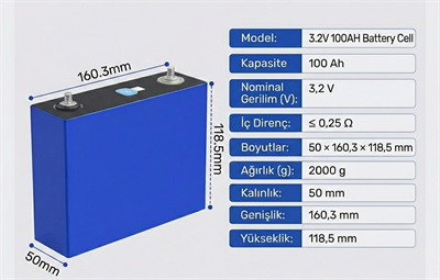 Gesper Energy 3.2V 100Ah Prizmatik LiFePo4 Hücre