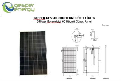 Gesper Energy 340W Watt Monokristal Güneş Paneli
