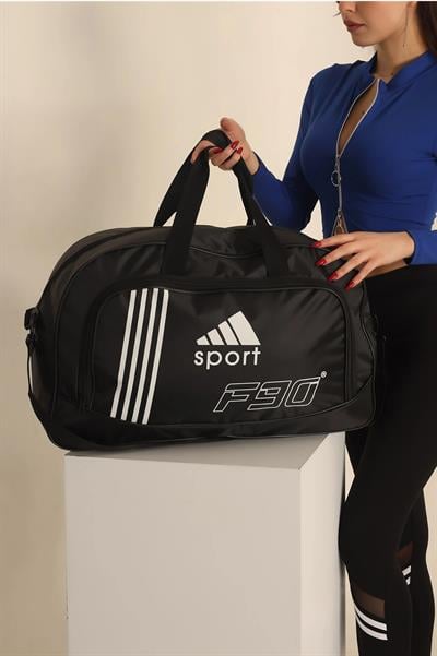 SİYAH BASKILI SPOR ÇANTASI (235002)