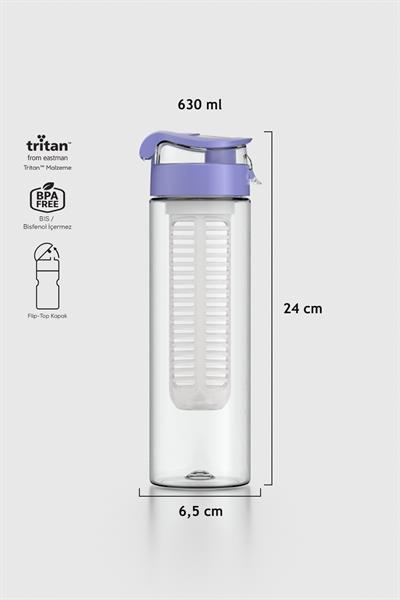 Renga Atlas Süzgeçli 630 ml Tritan Detoks Matara 911056 Mor