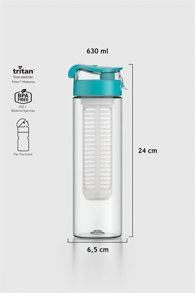 Renga Atlas Süzgeçli 630 ml Tritan Detoks Matara 911056 Turkuaz
