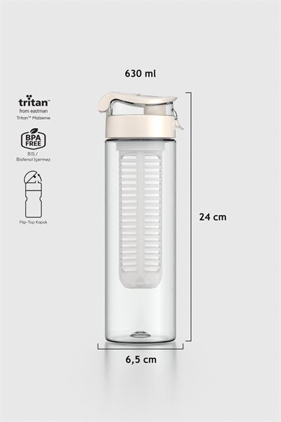 Renga Atlas Süzgeçli 630 ml Tritan Detoks Matara 911056 Bej