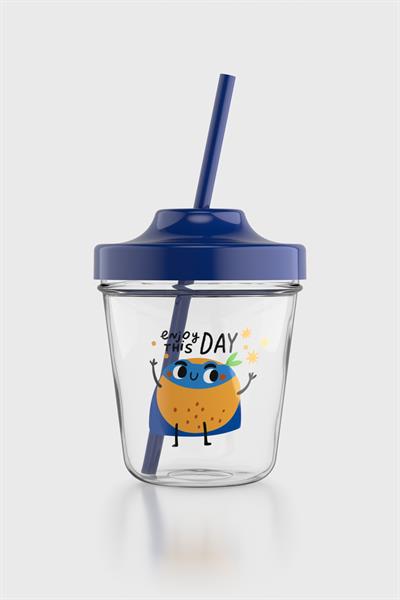 Renga Aura Enjoy This Day Desenli 350 ml Tritan Pipetli Çocuk Bardak 142022 Mavi