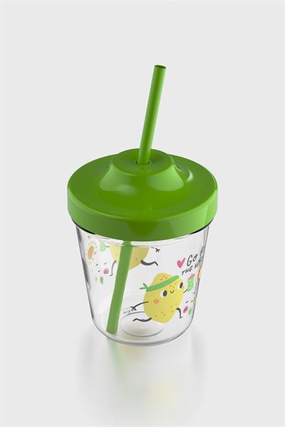 Renga Aura Go To The Beach Desenli 350 ml Tritan Pipetli Çocuk Bardak 142022 Yeşil
