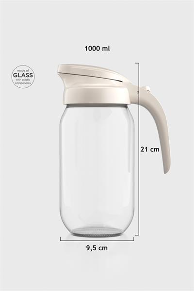 Renga Beluga 1000 ml Bej Kapaklı Cam Sürahi 111028