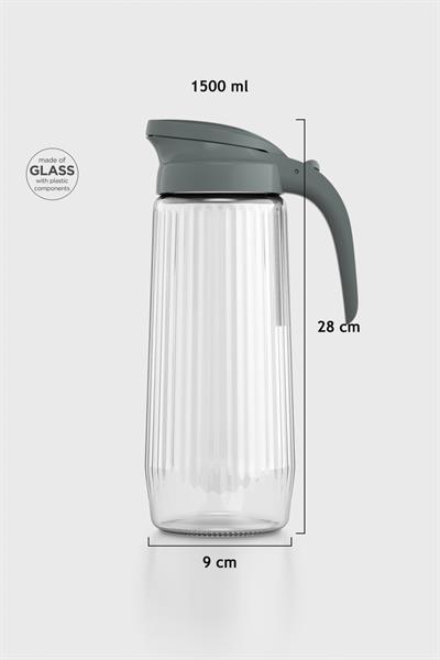 Renga Beluga 1500 ml Gravürlü Cam Sürahi 111021 Koyu Füme