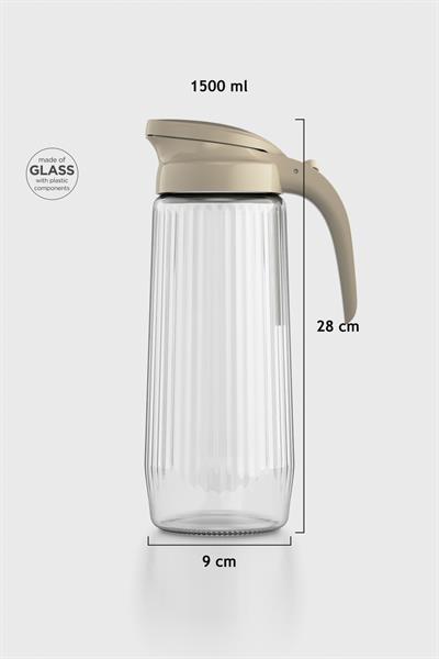 Renga Beluga 1500 ml Gravürlü Cam Sürahi 111021 Sütlü Kahve