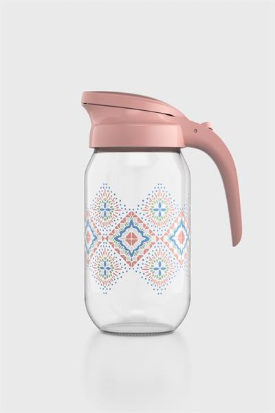 Renga Beluga Desenli 1000 ml Pembe Kapaklı Cam Sürahi 112027