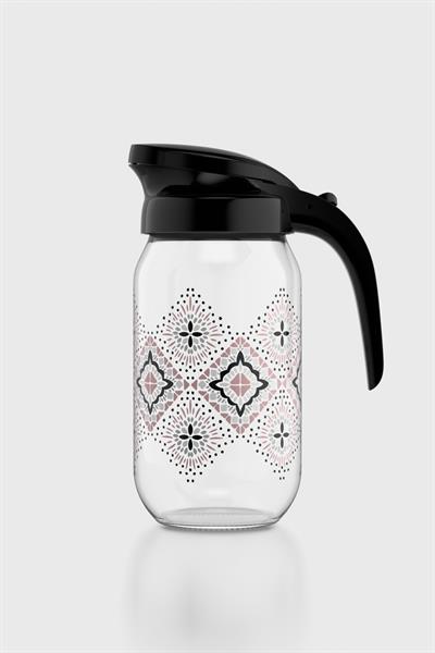 Renga Beluga Desenli 1000 ml Siyah Kapaklı Cam Sürahi 112027