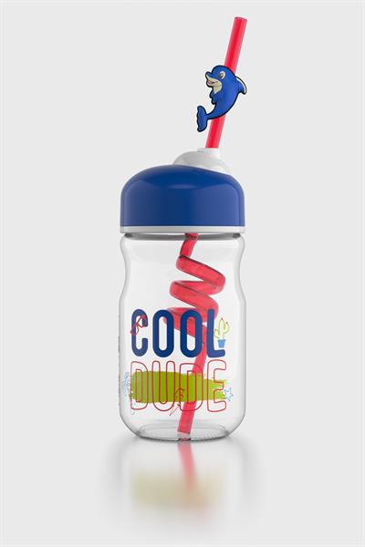 Renga Bubble Kids Desenli 370 ml Pipetli Cam Şişe 182048 Mavi