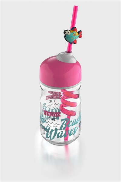 Renga Bubble Kids Desenli 370 ml Pipetli Cam Şişe 182048 Pembe